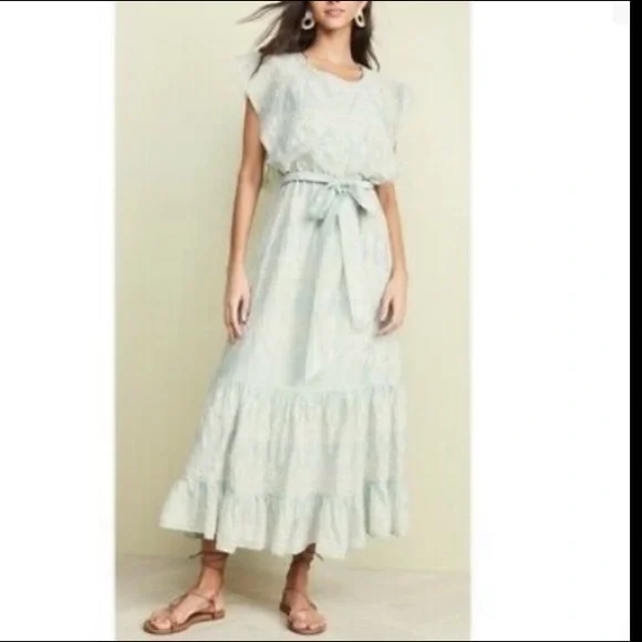 Love Sam x Anthropologie | Tallulah embroidered Tiered Midi Dress Laced - Picture 1 of 16